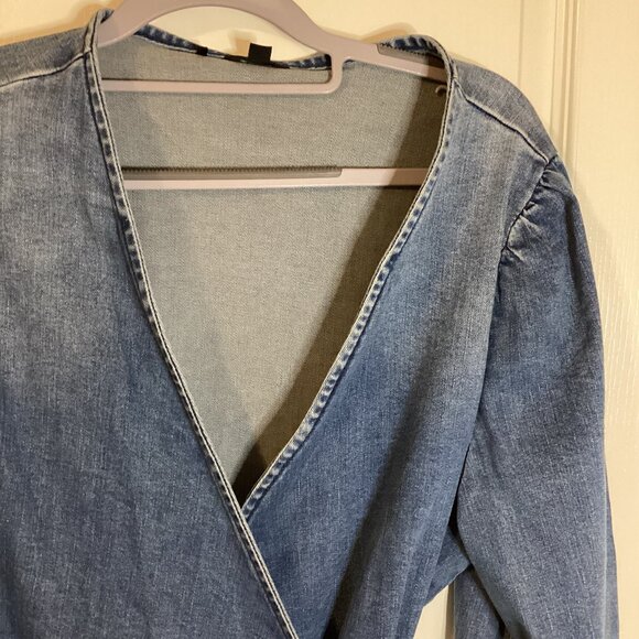 Buffalo David Bitton Antheia Denim Wrap-Around Dress Size L Long Sleeves Stretch - Picture 3 of 10